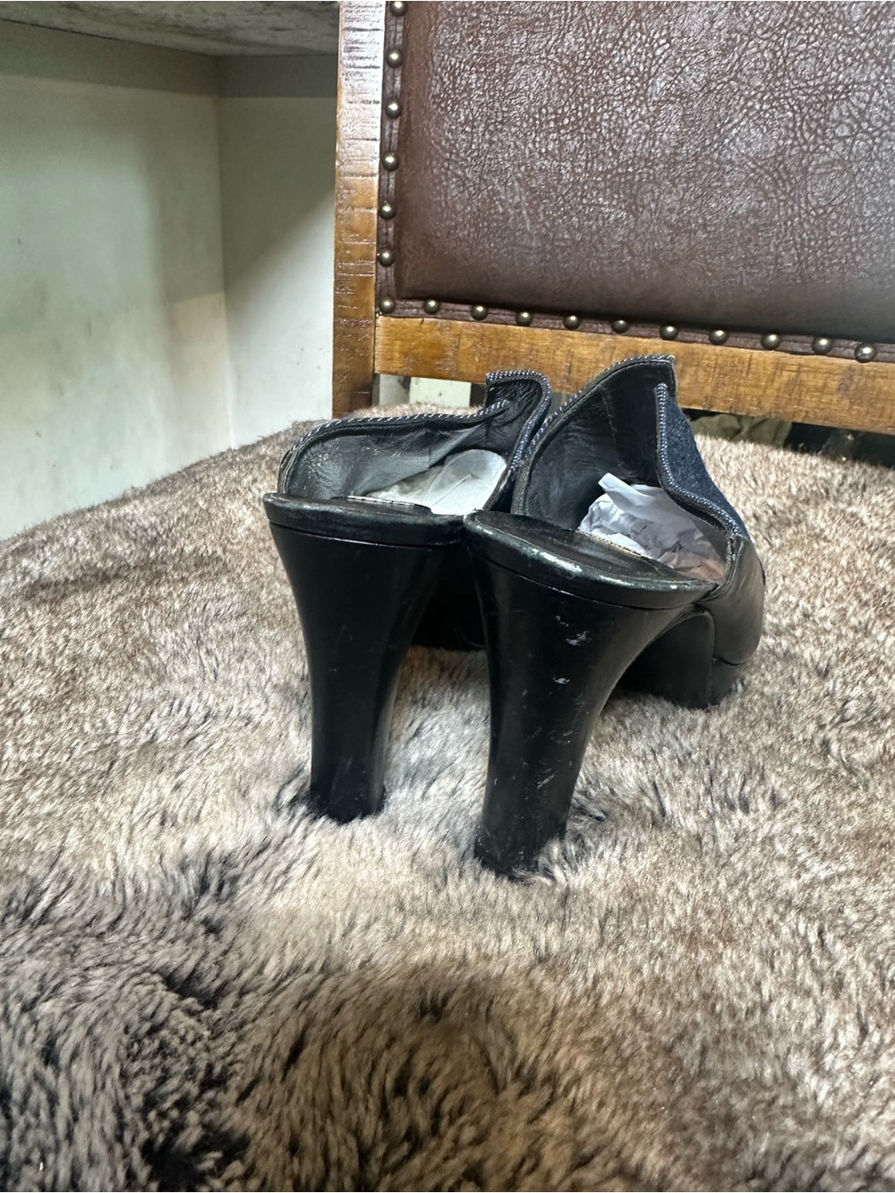 Stuart Weitzman RARE Denim Mule Heel Shoes, Size 6.5 - Picture 2 of 8